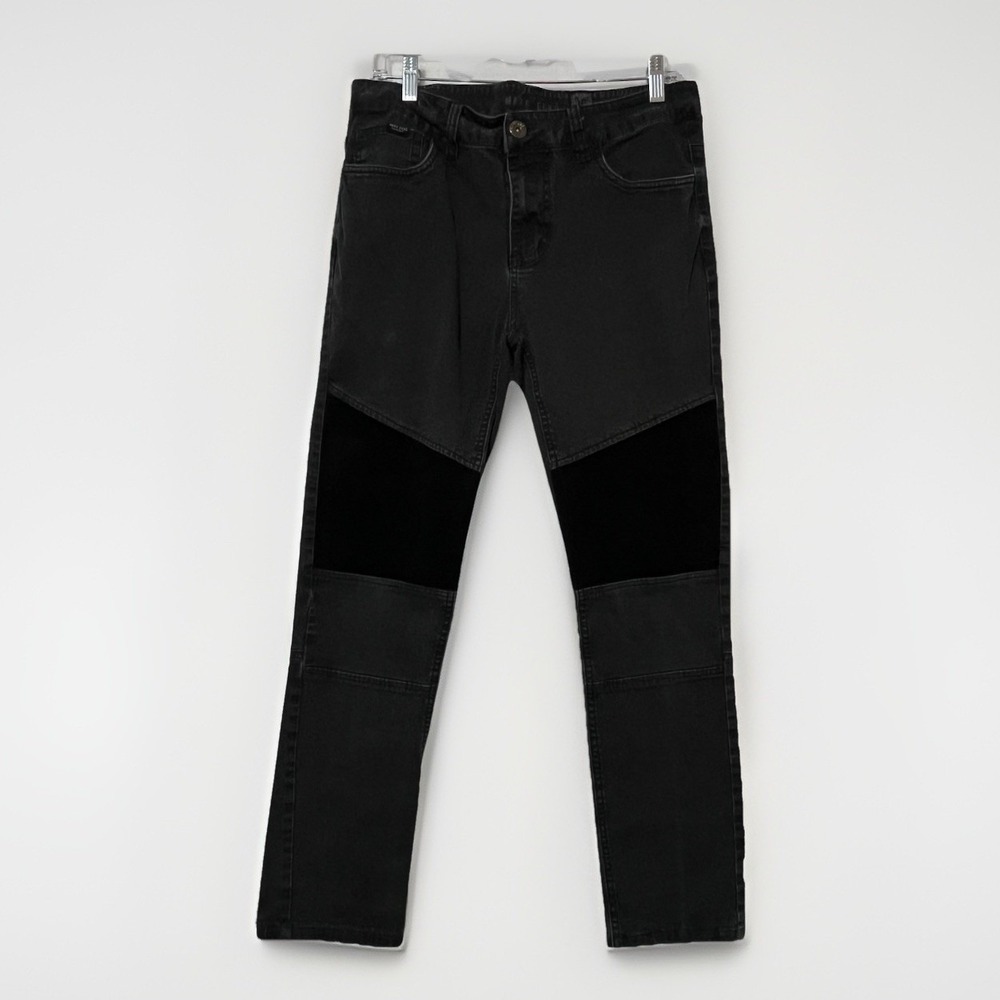 Marc Ecko Cut & Sew Moto Jeans Men's Black Straight Leg Stretch See Measurements